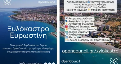 Ο Δήμος Ξυλοκάστρου – Ευρωστίνης πρωτοπορεί με την υιοθέτηση της πλατφόρμας OpenCouncil – Η πρώτη AI πλατφόρμα συμμετοχικότητας για την τοπική αυτοδιοίκηση 26 Ιουνίου 2025